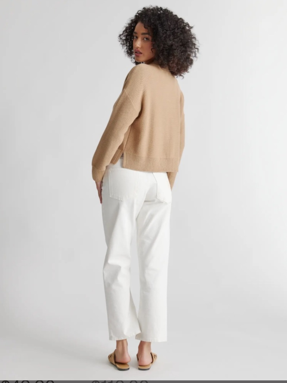 Quince Women’s 100% Organic Cotton Cropped Cardigan Camel Color Size Small - Picture 4 of 10